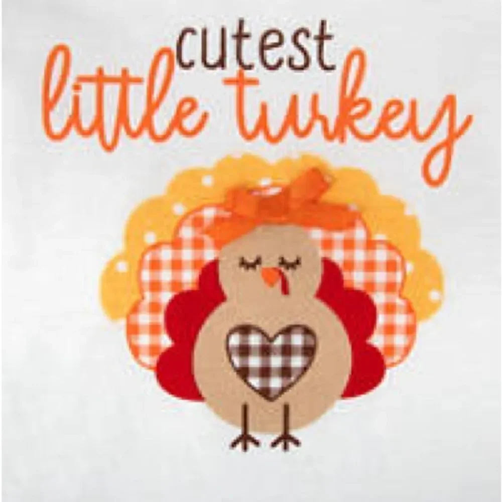 Baby Essentials Baby Girls Cutest Little Turkey Bodysuit Set Size 6 Months NWT